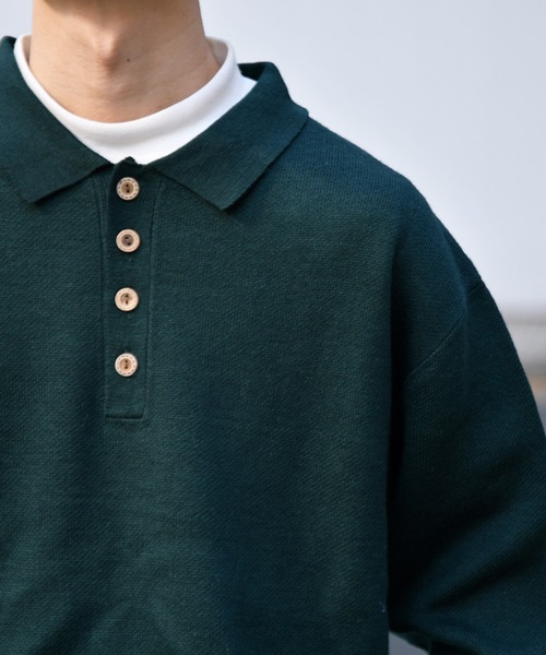 kutir(クティール)の「ポロニット(ニット/セーター・メンズ・ライトグレー/ダークグリーン/ダークブラウン・MEDIUM/LARGE)」の10枚目の写真