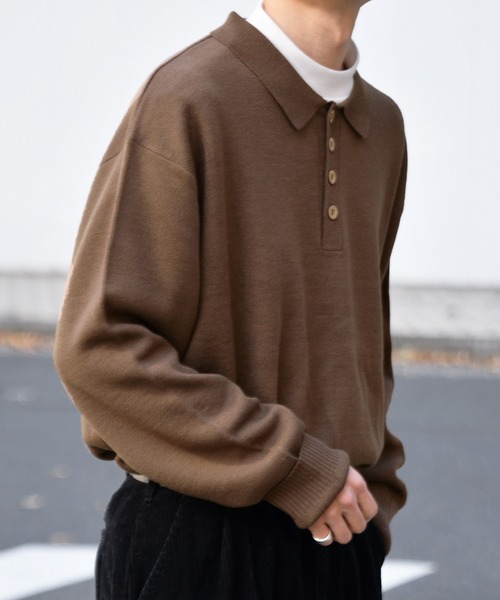 kutir(クティール)の「ポロニット(ニット/セーター・メンズ・ライトグレー/ダークグリーン/ダークブラウン・MEDIUM/LARGE)」の20枚目の写真