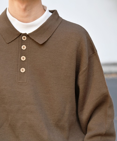 kutir(クティール)の「ポロニット(ニット/セーター・メンズ・ライトグレー/ダークグリーン/ダークブラウン・MEDIUM/LARGE)」の8枚目の写真