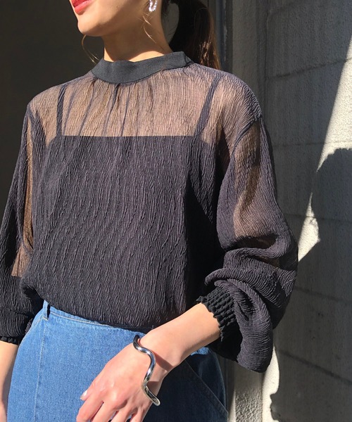 &g'aime（アンジェム）の「【＆g'aime】楊柳シアーブラウス（シャツ/ブラウス・レディース・ブラック/アイボリー/キャメル・FREE）」の13枚目の写真