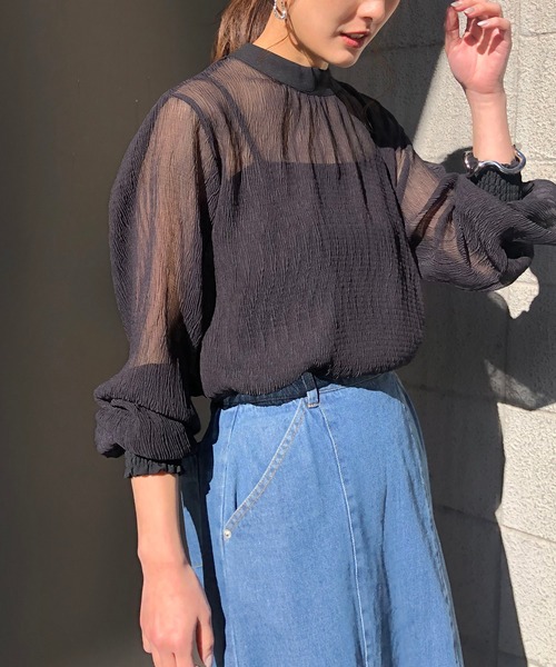 &g'aime（アンジェム）の「【＆g'aime】楊柳シアーブラウス（シャツ/ブラウス・レディース・ブラック/アイボリー/キャメル・FREE）」の12枚目の写真