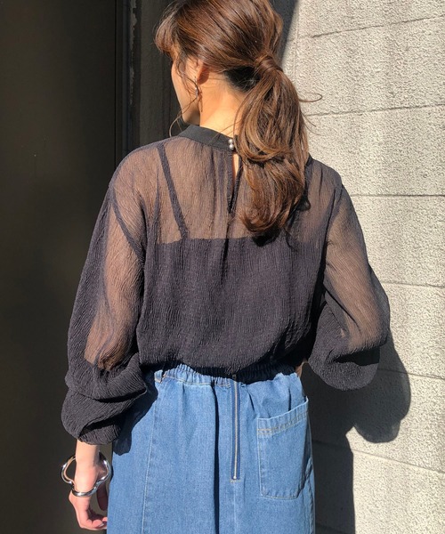 &g'aime（アンジェム）の「【＆g'aime】楊柳シアーブラウス（シャツ/ブラウス・レディース・ブラック/アイボリー/キャメル・FREE）」の17枚目の写真