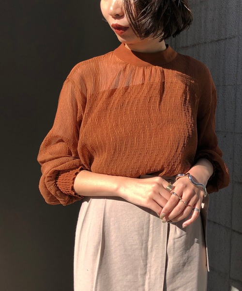 &g'aime（アンジェム）の「【＆g'aime】楊柳シアーブラウス（シャツ/ブラウス・レディース・ブラック/アイボリー/キャメル・FREE）」の15枚目の写真