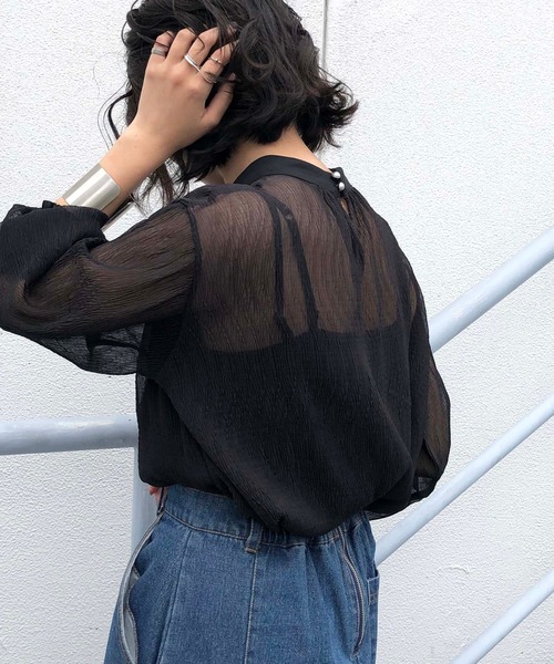 &g'aime（アンジェム）の「【＆g'aime】楊柳シアーブラウス（シャツ/ブラウス・レディース・ブラック/アイボリー/キャメル・FREE）」の21枚目の写真