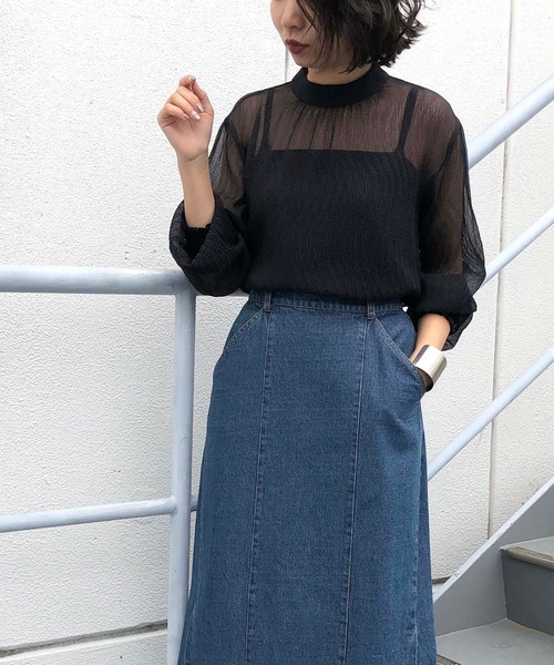 &g'aime（アンジェム）の「【＆g'aime】楊柳シアーブラウス（シャツ/ブラウス・レディース・ブラック/アイボリー/キャメル・FREE）」の18枚目の写真