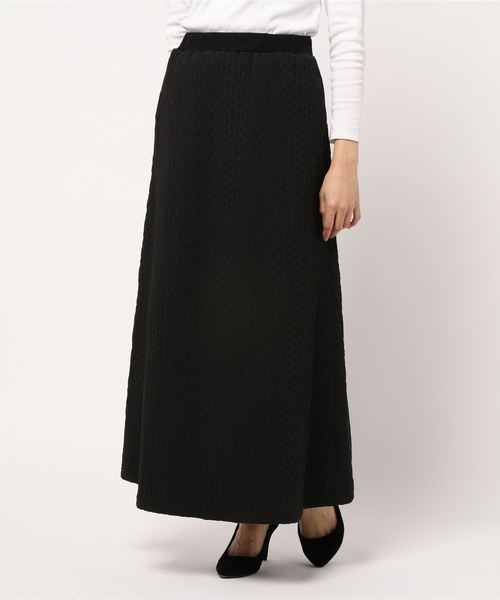 KOBE LETTUCE（コウベレタス）の「ケーブル柄カットソーロングスカート【セットアップOK】（スカート・レディース・キャメル/チャコールグレー/ネイビー/ブラック・FREE）」の2枚目の写真