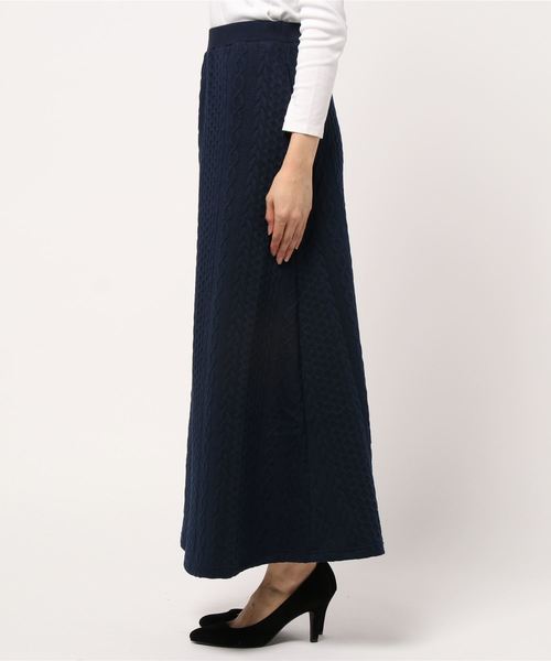 KOBE LETTUCE（コウベレタス）の「ケーブル柄カットソーロングスカート【セットアップOK】（スカート・レディース・キャメル/チャコールグレー/ネイビー/ブラック・FREE）」の5枚目の写真