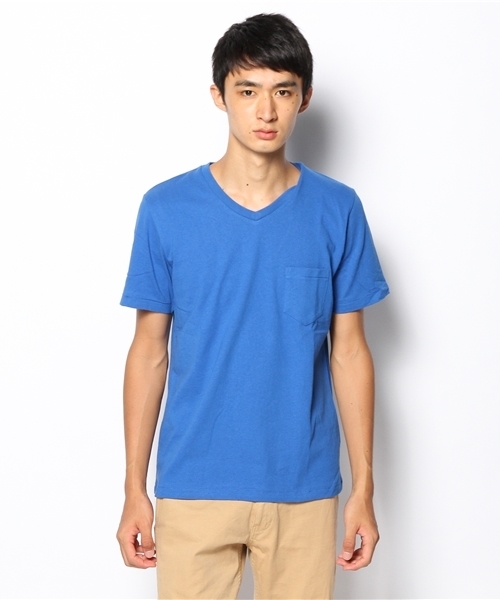 WEGO（ウィゴー）の「WEGO/USコットンVネックポケットTシャツ（Tシャツ/カットソー・メンズ・ホワイト/ネイビー/ロイヤルブルー/ライトピンク・LARGE/MEDIUM）」の5枚目の写真