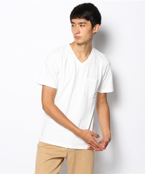 WEGO（ウィゴー）の「WEGO/USコットンVネックポケットTシャツ（Tシャツ/カットソー・メンズ・ホワイト/ネイビー/ロイヤルブルー/ライトピンク・LARGE/MEDIUM）」の12枚目の写真