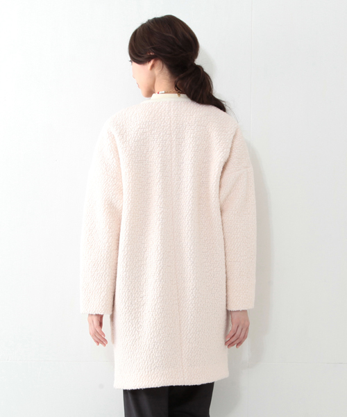 Ray BEAMS（レイビームス）の「Ray BEAMS / ブークレガウンコート（その他アウター・レディース・オフホワイト/ブラック・ONE SIZE）」の12枚目の写真