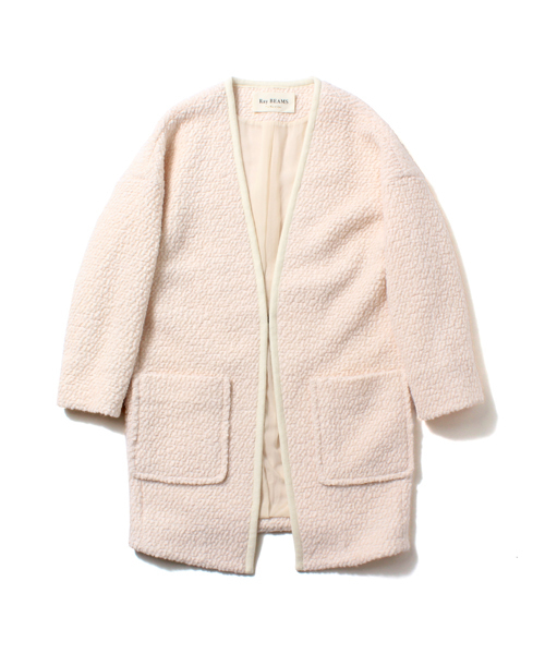 Ray BEAMS（レイビームス）の「Ray BEAMS / ブークレガウンコート（その他アウター・レディース・オフホワイト/ブラック・ONE SIZE）」の3枚目の写真