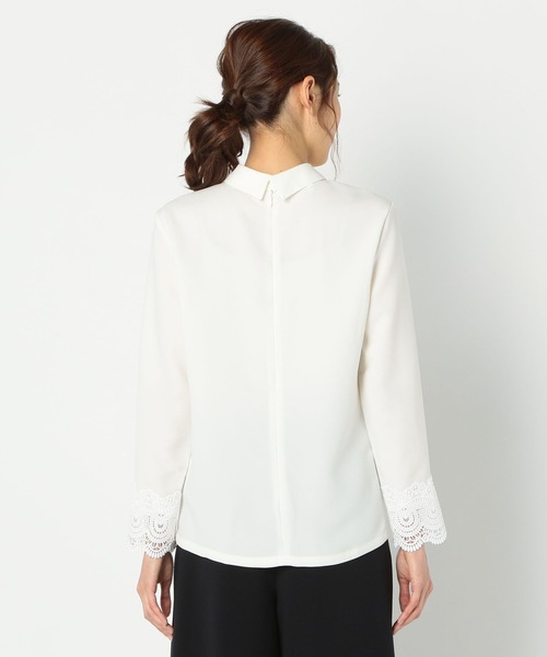 NARACAMICIE(ナラカミーチェ)の「レース付ジョーゼット長袖プルオーバーシャツ(シャツ/ブラウス・レディース・ホワイト/グレー・MEDIUM/LARGE/SMALL)」の14枚目の写真