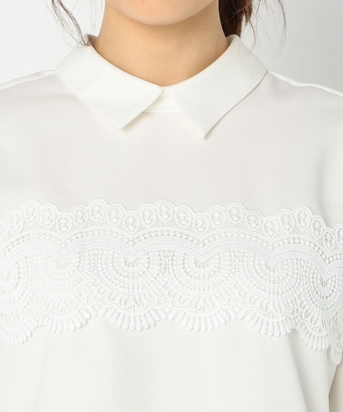 NARACAMICIE(ナラカミーチェ)の「レース付ジョーゼット長袖プルオーバーシャツ(シャツ/ブラウス・レディース・ホワイト/グレー・MEDIUM/LARGE/SMALL)」の10枚目の写真