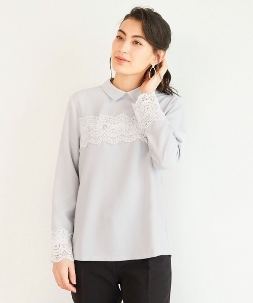 NARACAMICIE(ナラカミーチェ)の「レース付ジョーゼット長袖プルオーバーシャツ(シャツ/ブラウス・レディース・ホワイト/グレー・MEDIUM/LARGE/SMALL)」の22枚目の写真