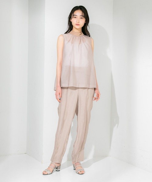 STUDIOUS（ステュディオス）の「【STUDIOUS】シアーハイネックブラウス（Tシャツ/カットソー・レディース・ブルー/ブラック/ベージュ・FREE）」の9枚目の写真