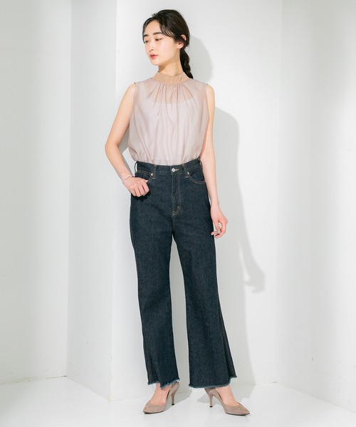 STUDIOUS（ステュディオス）の「【STUDIOUS】シアーハイネックブラウス（Tシャツ/カットソー・レディース・ブルー/ブラック/ベージュ・FREE）」の13枚目の写真