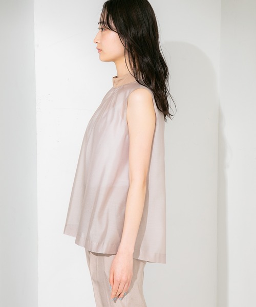 STUDIOUS（ステュディオス）の「【STUDIOUS】シアーハイネックブラウス（Tシャツ/カットソー・レディース・ブルー/ブラック/ベージュ・FREE）」の10枚目の写真