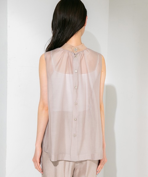 STUDIOUS（ステュディオス）の「【STUDIOUS】シアーハイネックブラウス（Tシャツ/カットソー・レディース・ブルー/ブラック/ベージュ・FREE）」の12枚目の写真