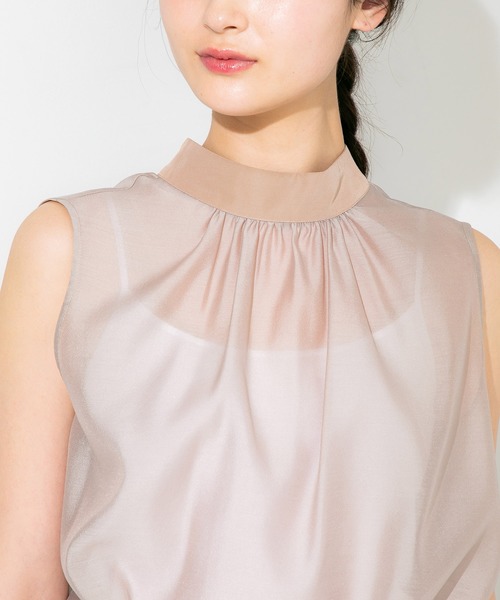 STUDIOUS（ステュディオス）の「【STUDIOUS】シアーハイネックブラウス（Tシャツ/カットソー・レディース・ブルー/ブラック/ベージュ・FREE）」の14枚目の写真