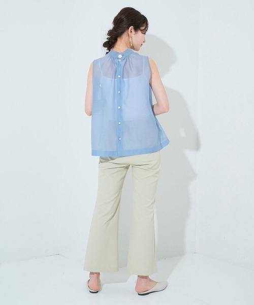 STUDIOUS（ステュディオス）の「【STUDIOUS】シアーハイネックブラウス（Tシャツ/カットソー・レディース・ブルー/ブラック/ベージュ・FREE）」の20枚目の写真