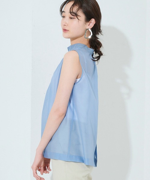 STUDIOUS（ステュディオス）の「【STUDIOUS】シアーハイネックブラウス（Tシャツ/カットソー・レディース・ブルー/ブラック/ベージュ・FREE）」の18枚目の写真