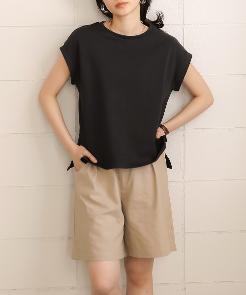 Bab（バブ）の「【WEB限定】コットンリネンハーフパンツ/リネンブレンドコンパクトキュロットショートパンツ（その他パンツ・レディース・ブラック/ベージュ・38）」の14枚目の写真