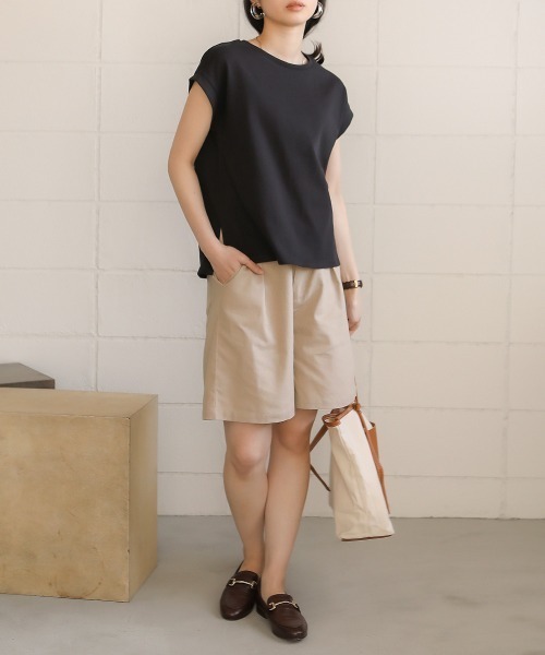 Bab（バブ）の「【WEB限定】コットンリネンハーフパンツ/リネンブレンドコンパクトキュロットショートパンツ（その他パンツ・レディース・ブラック/ベージュ・38）」の17枚目の写真