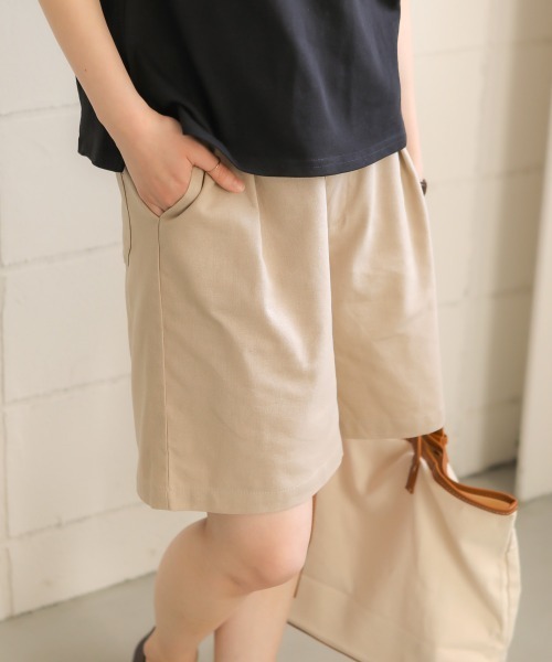 Bab（バブ）の「【WEB限定】コットンリネンハーフパンツ/リネンブレンドコンパクトキュロットショートパンツ（その他パンツ・レディース・ブラック/ベージュ・38）」の15枚目の写真