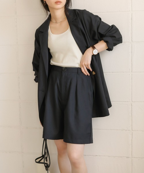 Bab（バブ）の「【WEB限定】コットンリネンハーフパンツ/リネンブレンドコンパクトキュロットショートパンツ（その他パンツ・レディース・ブラック/ベージュ・38）」の21枚目の写真