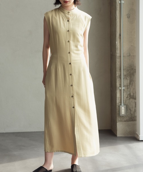 Aunt Marie's（アントマリーズ）の「バンドカラーノースリジレワンピース（ワンピース・レディース・ブラック/イエロー・FREE）」の4枚目の写真