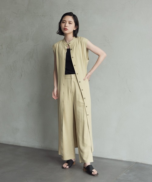 Aunt Marie's（アントマリーズ）の「バンドカラーノースリジレワンピース（ワンピース・レディース・ブラック/イエロー・FREE）」の5枚目の写真