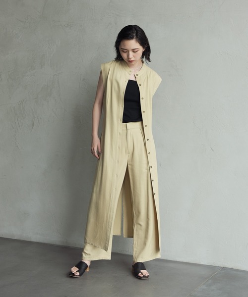 Aunt Marie's（アントマリーズ）の「バンドカラーノースリジレワンピース（ワンピース・レディース・ブラック/イエロー・FREE）」の6枚目の写真