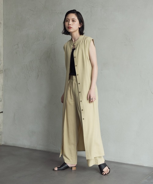 Aunt Marie's（アントマリーズ）の「バンドカラーノースリジレワンピース（ワンピース・レディース・ブラック/イエロー・FREE）」の7枚目の写真