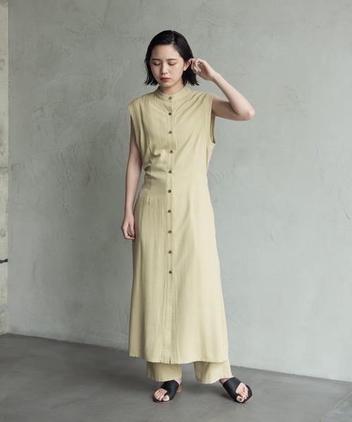 Aunt Marie's（アントマリーズ）の「バンドカラーノースリジレワンピース（ワンピース・レディース・ブラック/イエロー・FREE）」の14枚目の写真