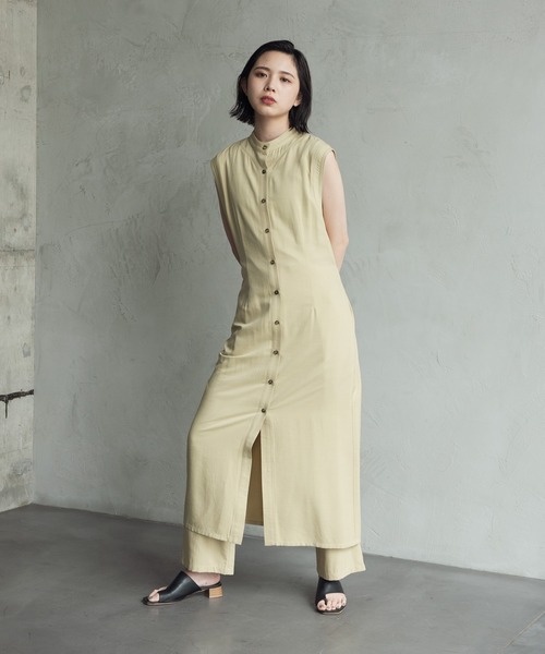 Aunt Marie's（アントマリーズ）の「バンドカラーノースリジレワンピース（ワンピース・レディース・ブラック/イエロー・FREE）」の15枚目の写真