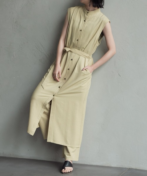 Aunt Marie's（アントマリーズ）の「バンドカラーノースリジレワンピース（ワンピース・レディース・ブラック/イエロー・FREE）」の19枚目の写真