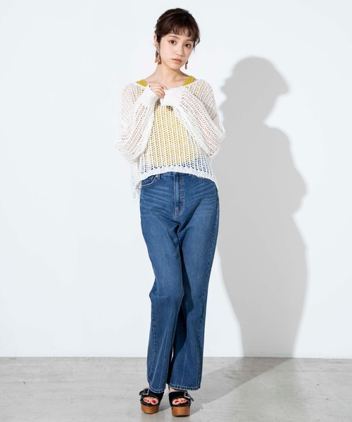 WEGO（ウィゴー）の「WEGO/デニムハイウエストフレアパンツ（デニムパンツ・レディース・インディゴブルー/ライトインディゴブルー・SMALL/MEDIUM）」の9枚目の写真
