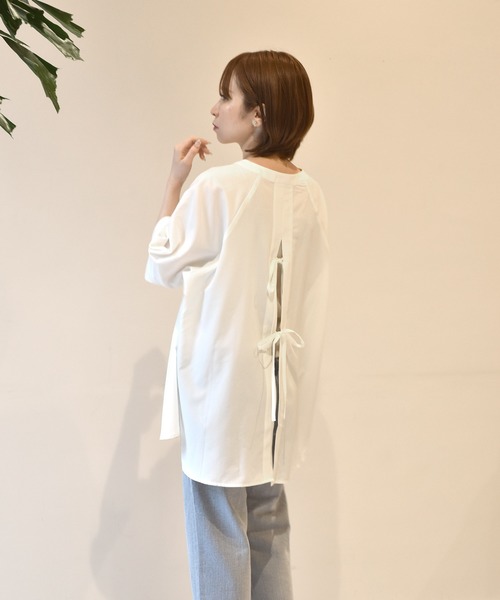 【超美品】W closet ダブルクローゼット七分袖シャツジャケットバックリボン 超美品】W closet ダブルクローゼット七分袖シャツジャケット