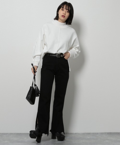 PAGEBOY(ページボーイ)の「ハイネックウラケプルオーバー(トレーナー/スウェット)(スウェット・レディース・ブラック/オフホワイト/ライラック/グレイッシュベージュ/ブラウン・FREE)」の15枚目の写真