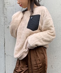 STYLEBLOCK | ファーボアビッグシルエット胸ポケット付きスウェットトレーナー(スウェット)