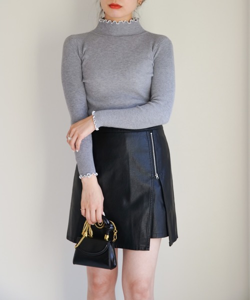yuue' ( wear )(ユーイ)の「フェイクレザーミニスカート(スカート・レディース・ブラック/パープル・M/S)」の6枚目の写真