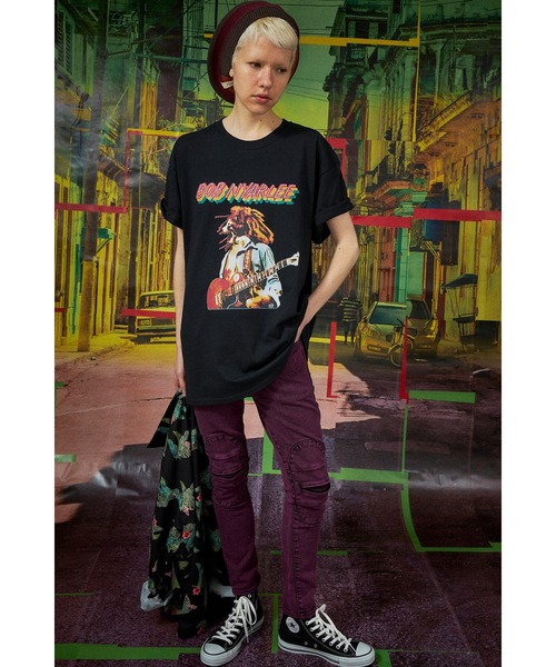 And A(アンドエー)の「AlexanderLeeChang アレキサンダーリーチャン / BOB NYA T ボブニャーリー ラスタカラーロゴプリント半袖Tシャツ / AC012108(Tシャツ/カットソー・メンズ・ホワイト/ブラック/ブラウン/オレンジ・1/2/3/4)」の7枚目の写真