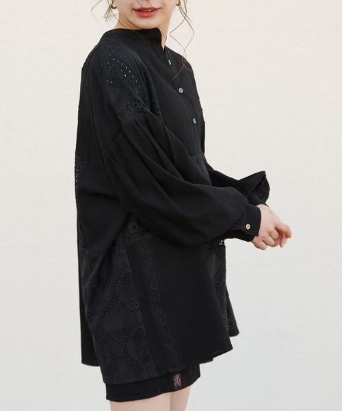 45r BADOU-R シルクコットン　インディゴ　パッチワーク　チュニック 45r BADOU-R シルクコットン インディゴ パッチワーク