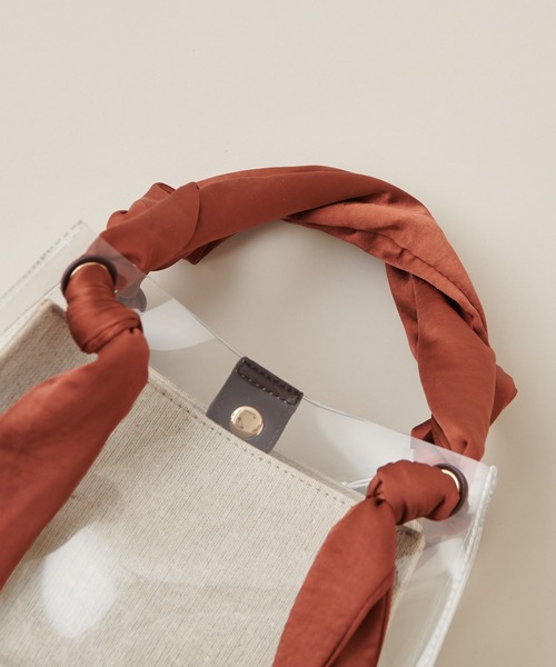 natural couture（ナチュラルクチュール）の「サテンハンドルクリアトートバッグ（トートバッグ・レディース・ブラック/ブラウン/ドット・FREE）」の8枚目の写真