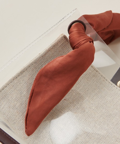 natural couture（ナチュラルクチュール）の「サテンハンドルクリアトートバッグ（トートバッグ・レディース・ブラック/ブラウン/ドット・FREE）」の4枚目の写真