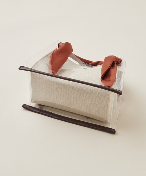 natural couture（ナチュラルクチュール）の「サテンハンドルクリアトートバッグ（トートバッグ・レディース・ブラック/ブラウン/ドット・FREE）」の7枚目の写真