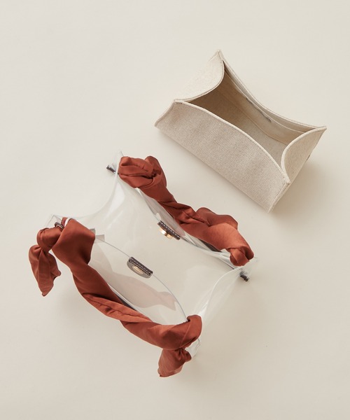 natural couture（ナチュラルクチュール）の「サテンハンドルクリアトートバッグ（トートバッグ・レディース・ブラック/ブラウン/ドット・FREE）」の6枚目の写真