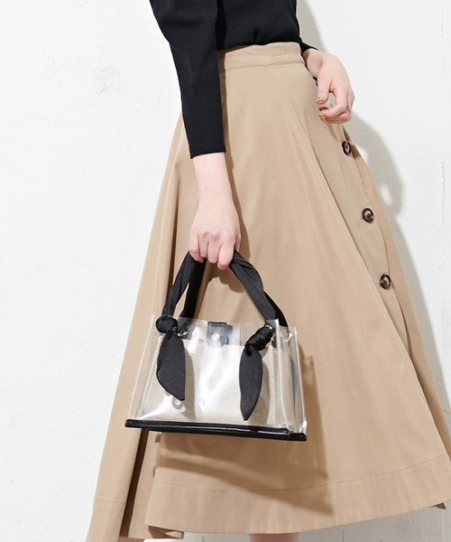 natural couture（ナチュラルクチュール）の「サテンハンドルクリアトートバッグ（トートバッグ・レディース・ブラック/ブラウン/ドット・FREE）」の10枚目の写真