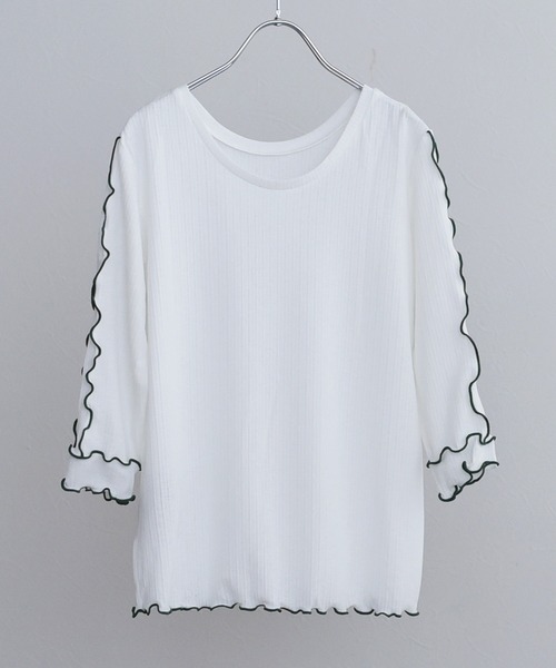 palm RICHE(ポームリシュ)の「前後2way 配色メロートップス(Tシャツ/カットソー・レディース・ブラック/オフホワイト/ミント・M)」の2枚目の写真