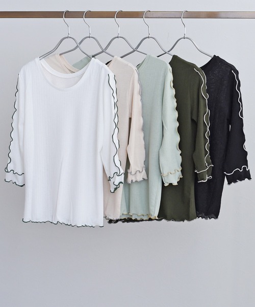 palm RICHE(ポームリシュ)の「前後2way 配色メロートップス(Tシャツ/カットソー・レディース・ブラック/オフホワイト/ミント・M)」の15枚目の写真